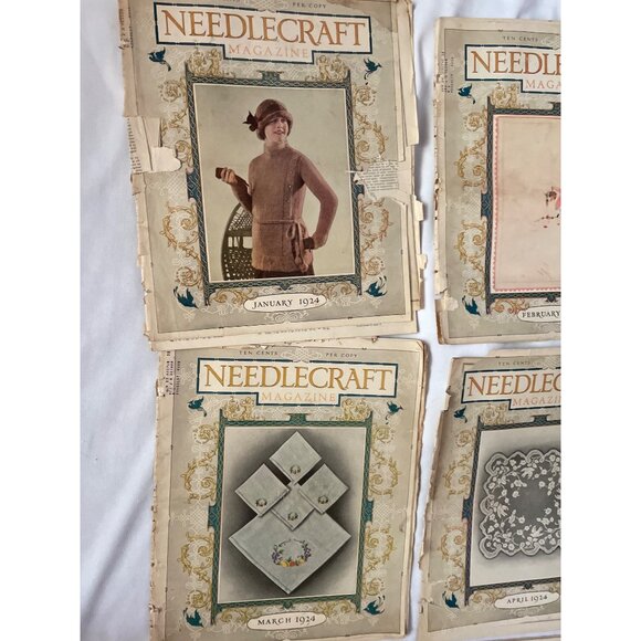 Vintage Needlecraft Magazines Lot Of 12 From 1924 Featuring Decorative Covers & - Picture 2 of 16